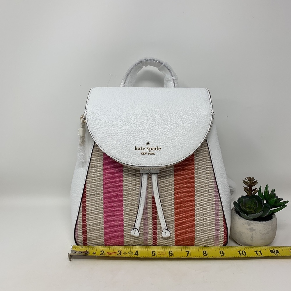 Kate Spade Leila Stripe Canvas MD Flap Backpack - Picture 2 of 10